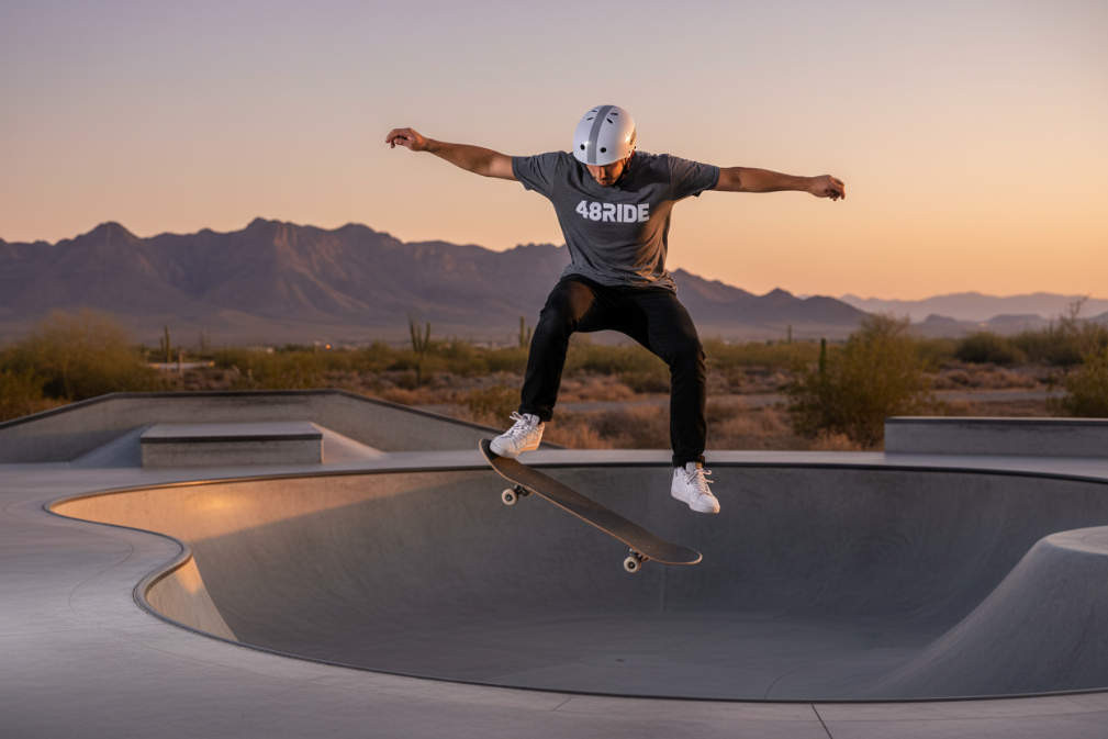 This is perfect except needs a skateboard S! helmet not a motorcycle helmet